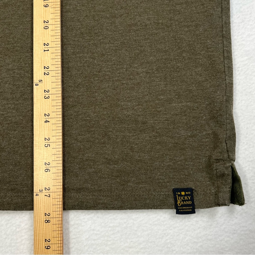 Lucky Brand Venice Burnout Polo Shirt Men’s XL Classic Fit Olive Green - Picture 6 of 12